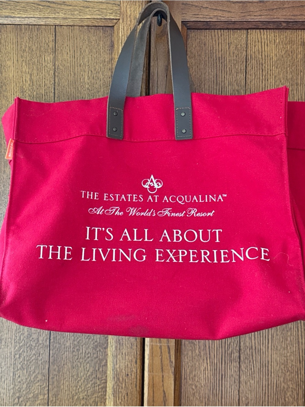 RARE Acqualina Luxury Resort Red Canvas Tote Bag with Leather Handles